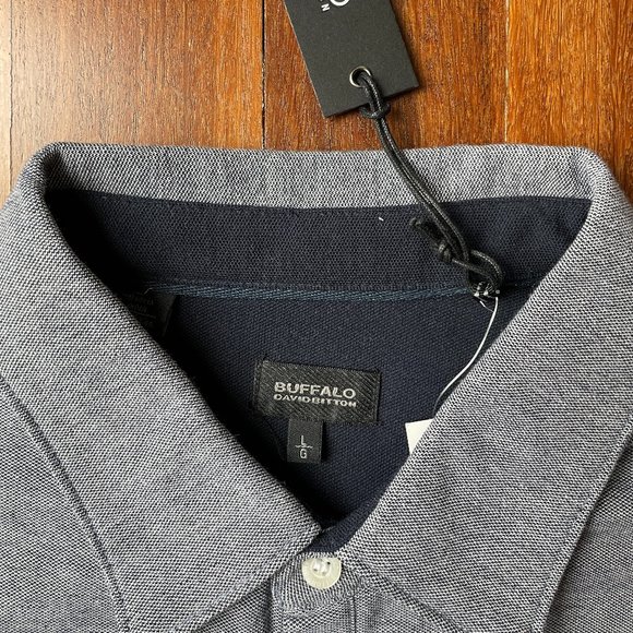 NEW David Britton Buffalo Dark Blue / White Sz Lg Polo Shirt - Picture 3 of 7